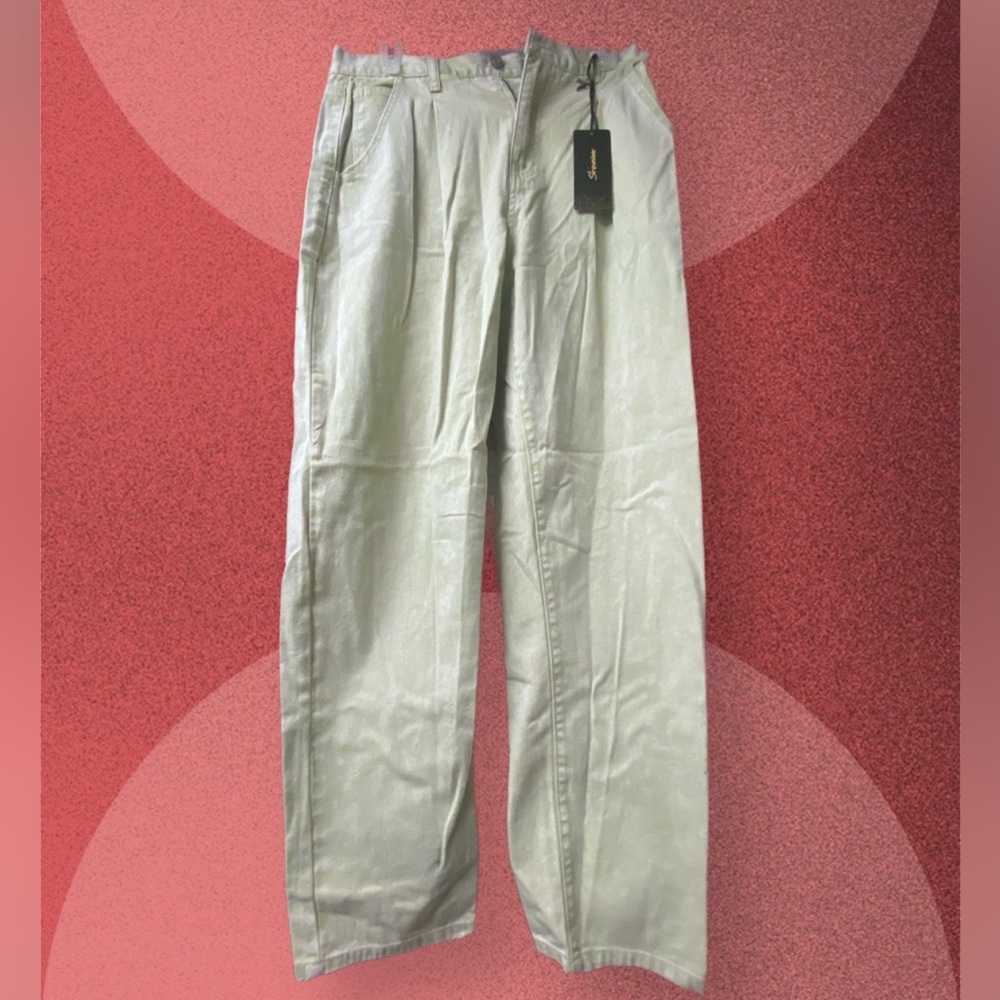 NWT Light green denim baggy pants